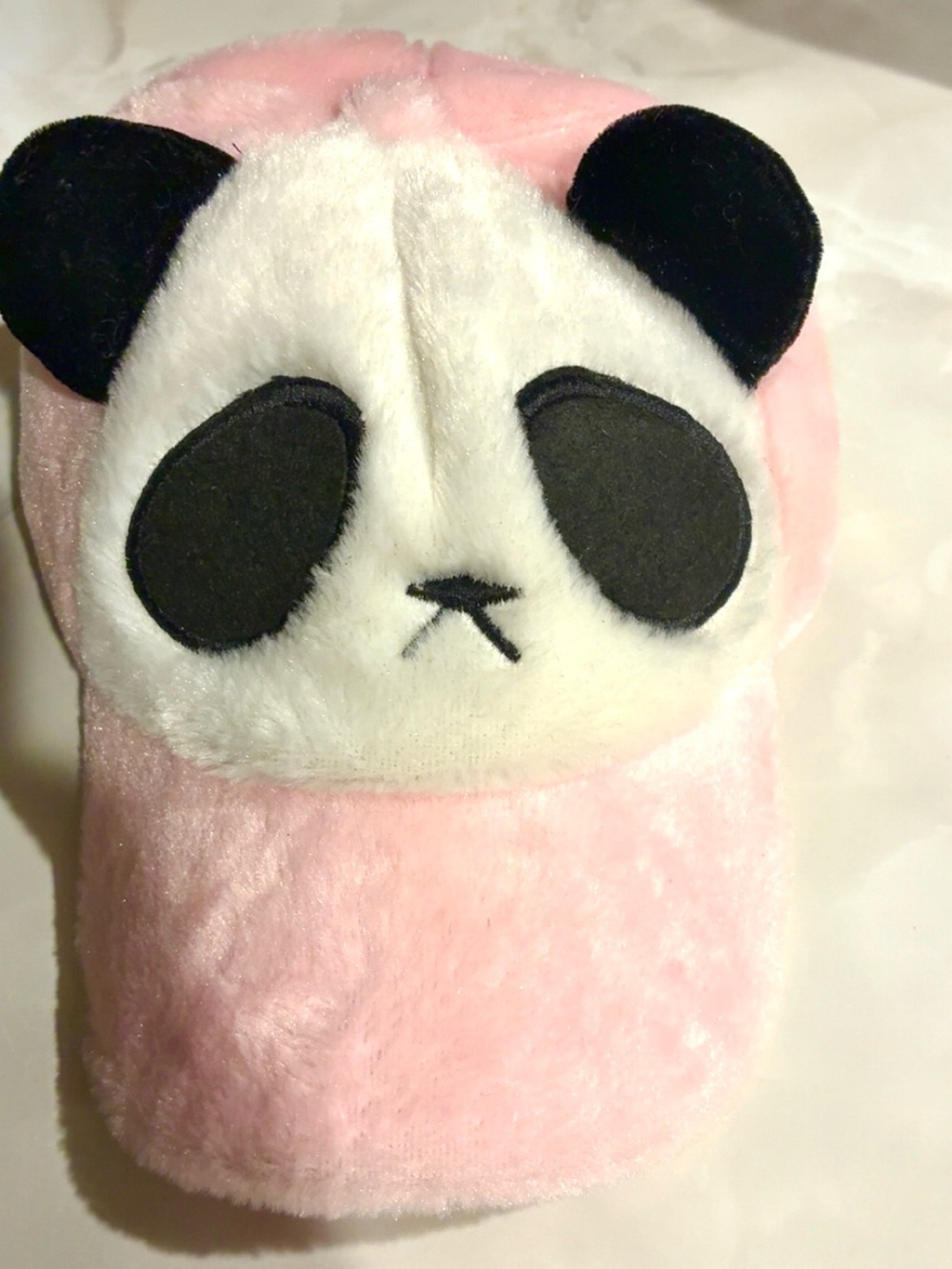 Plush Pink Panda Kids Cap - Cute Soft Hat